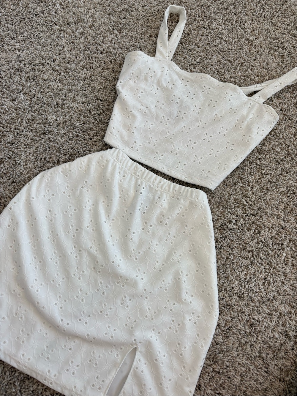 Rue21 White Eyelet Two-Piece Skirt Set